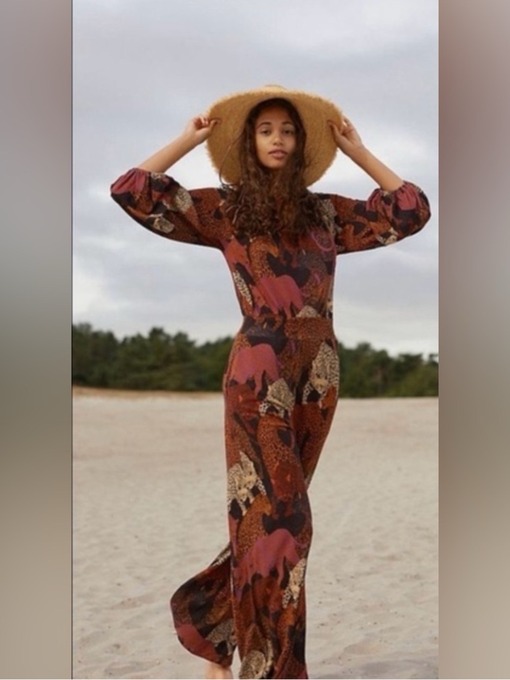 Farm Rio Animalia Mirana Wide
Leg Jumpsuit $250 Size M